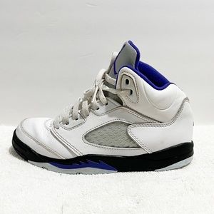 [Nike Jordans] 5 Retro Concord White Laced High Top Sneakers